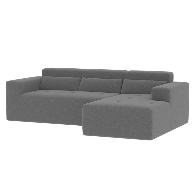 L Shaped Sectional Sofa with Upholstered Cushions and Modular Design
