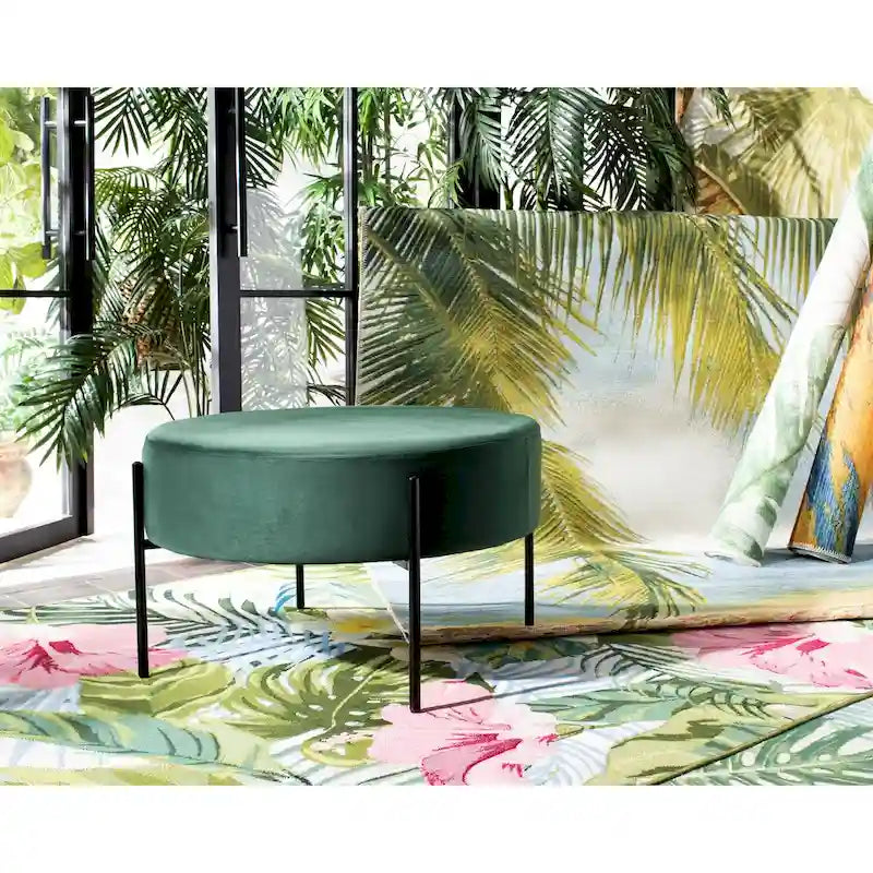 SAFAVIEH Shianne Round Velvet Cocktail Ottoman Table