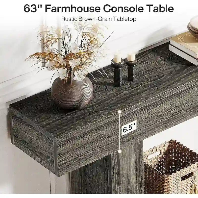 Rustic 2-Tier Entryway Table for Living Room, Hallway, and Foyer