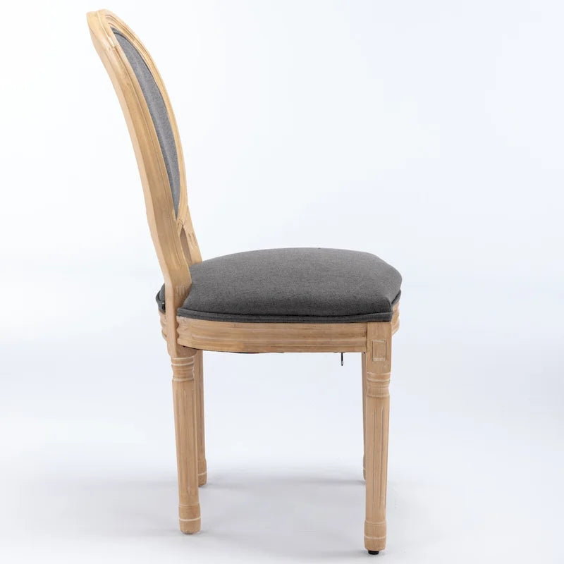 Set of 2 French Oval Back Dining Chairs - Elegant Retro Design with Solid Wood Frame