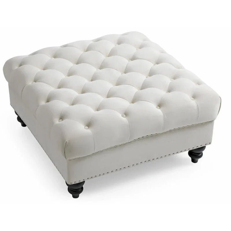 Luxurious Nola Velvet Tufted Extra-Large Ottoman