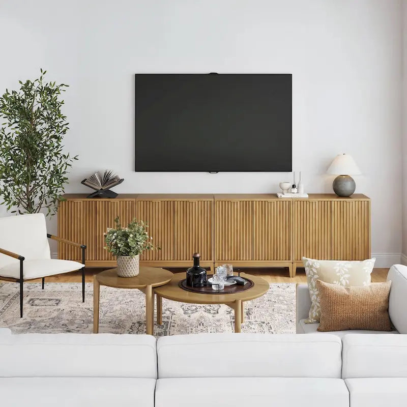 Jasper Contemporary Sideboard - Kitchen Storage Cabinet with Elegant Fluted Doors