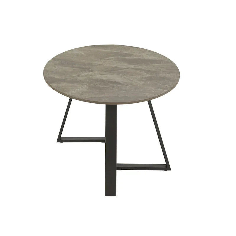 iNSPIRE Q Modern Jurmala Glossy Sintered Stone Tables with Grey Metal Base