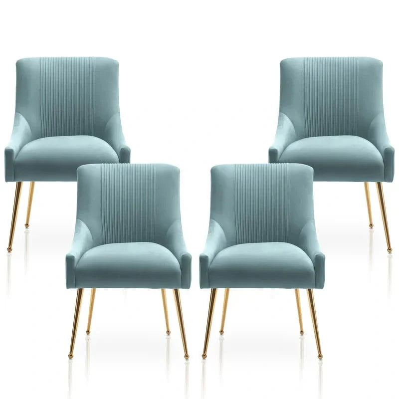 SEYNAR Set of 4 Modern Glam Boucle Velvet Dining or Vanity Chairs with Rear Handle