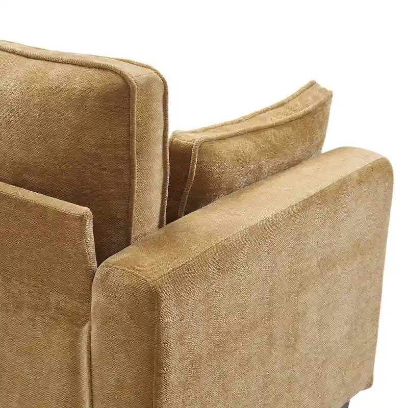 LUE BONA 81 Contemporary Corduroy 3-Seater Sofa - Upholstered Polyester Rectangle Design with Wooden Base for Living Room