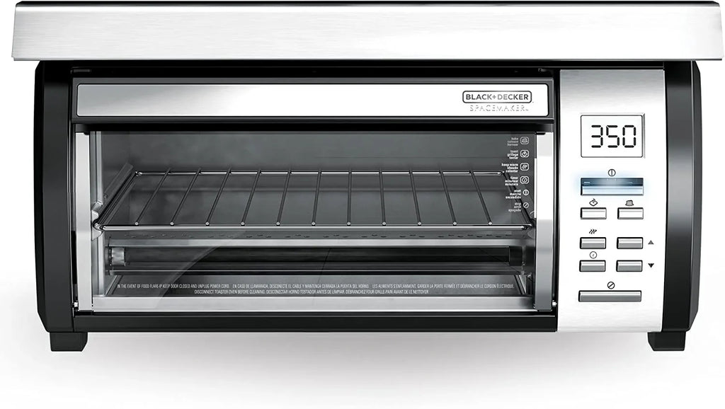BLACK+DECKER SpaceMaker Under-Counter Toaster Oven, Digital Controls, Black/Stainless Steel, Fits 9测 Pizza, TROS1000D
