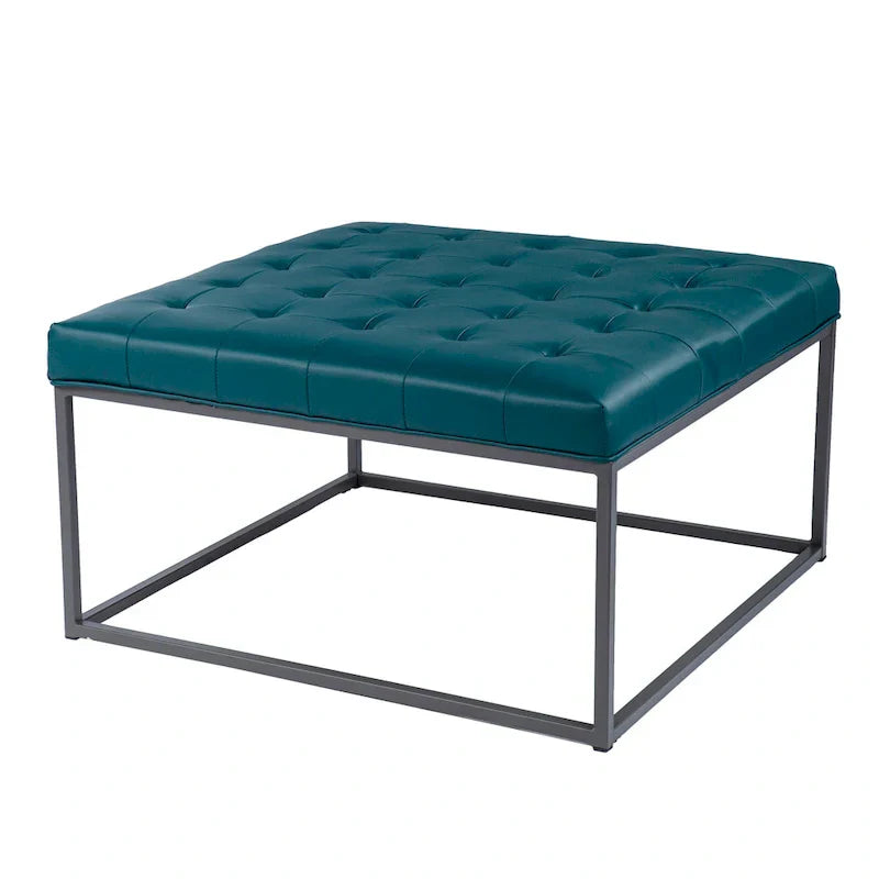 SEI Furniture Healy Tufted Ottoman in Faux Leather