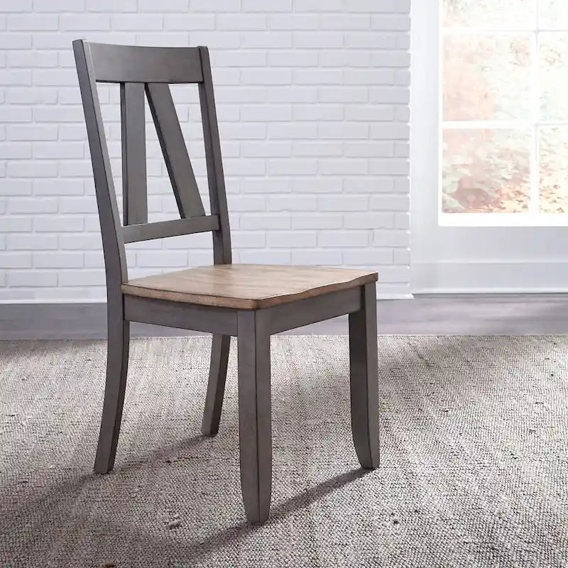 Lindsey Farm 7-Piece Trestle Table Set in Gray and Sandstone