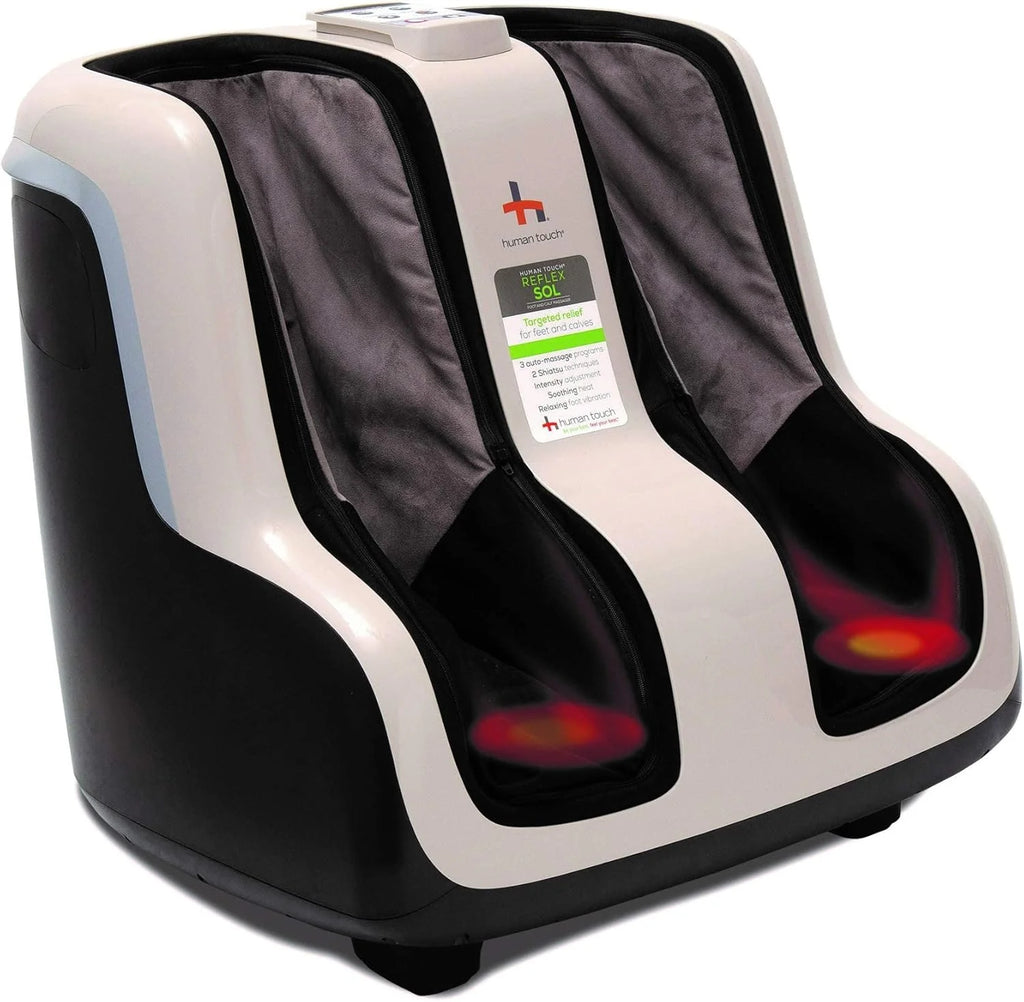Reflex SOL Foot & Calf Massager w/ Heat - Plantar Fasciitis Relief + Circulation + Shiatsu Deep Kneading + Vibrating for Stress + Compression - Adjustable for Women and Men up to Size 12