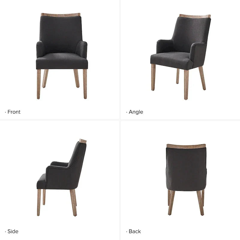 Set of 6 Albert Farmhouse Upholstered Solid Wood Dining Chairs by HULALA HOME