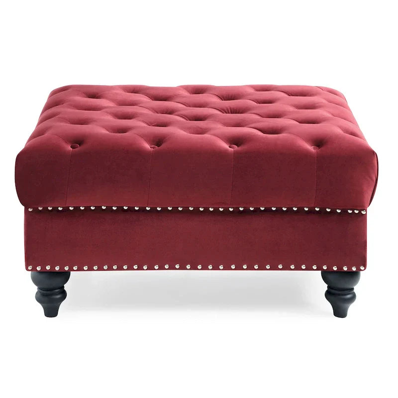 Luxurious Nola Velvet Tufted Extra-Large Ottoman