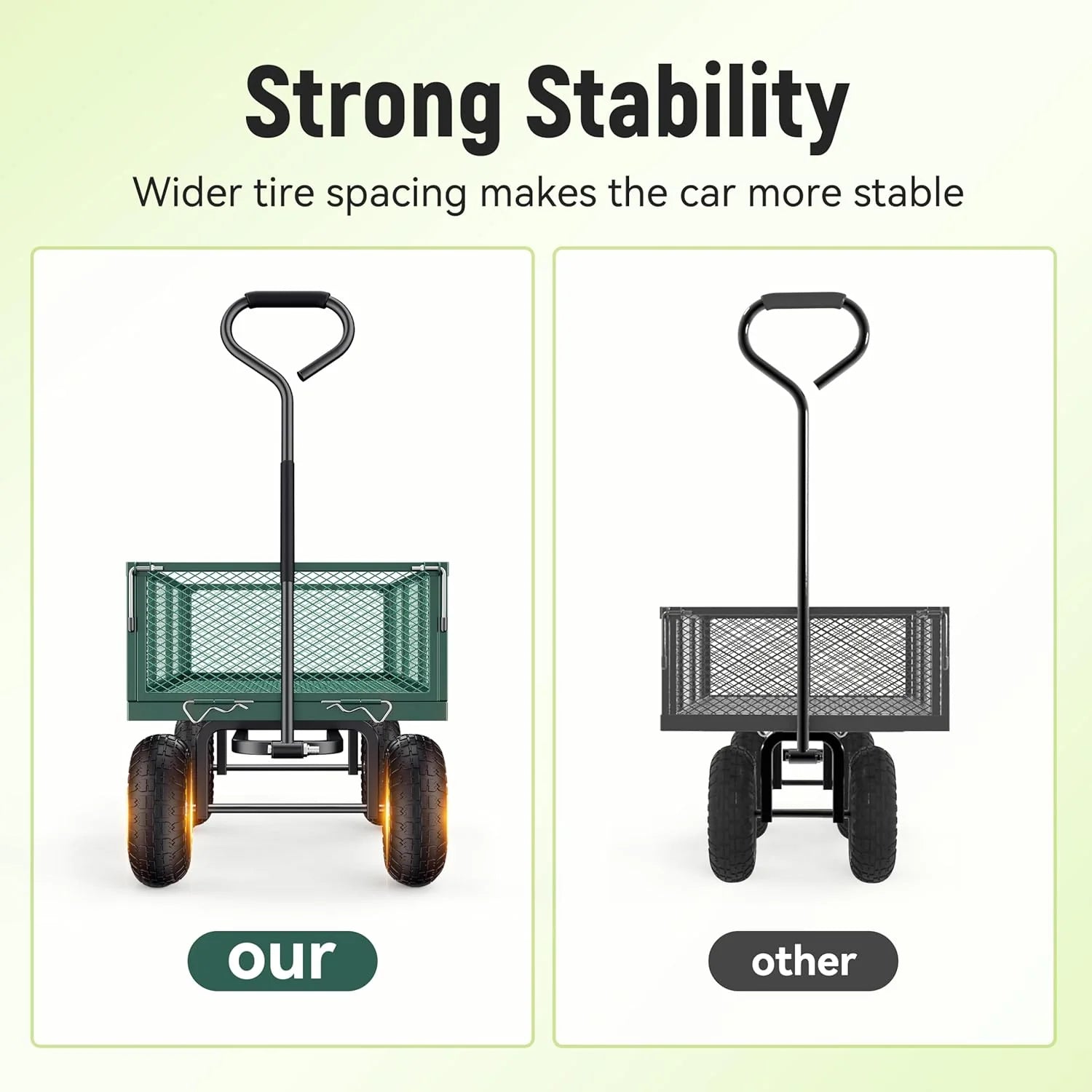 Steel Garden Cart, 2-in-1 1400 lbs Heavy Duty Utility Wagon, with Removable Mesh Sides to Convert into Flatbed, 240 U-Turn 13" Pneumatic Tires Garden Wagon for Farm Yard Lawn Garden Camping