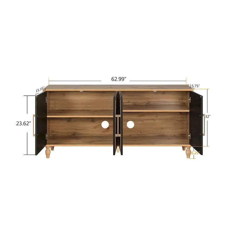 Large Floral Carved Storage Cabinet - Sideboard Buffet