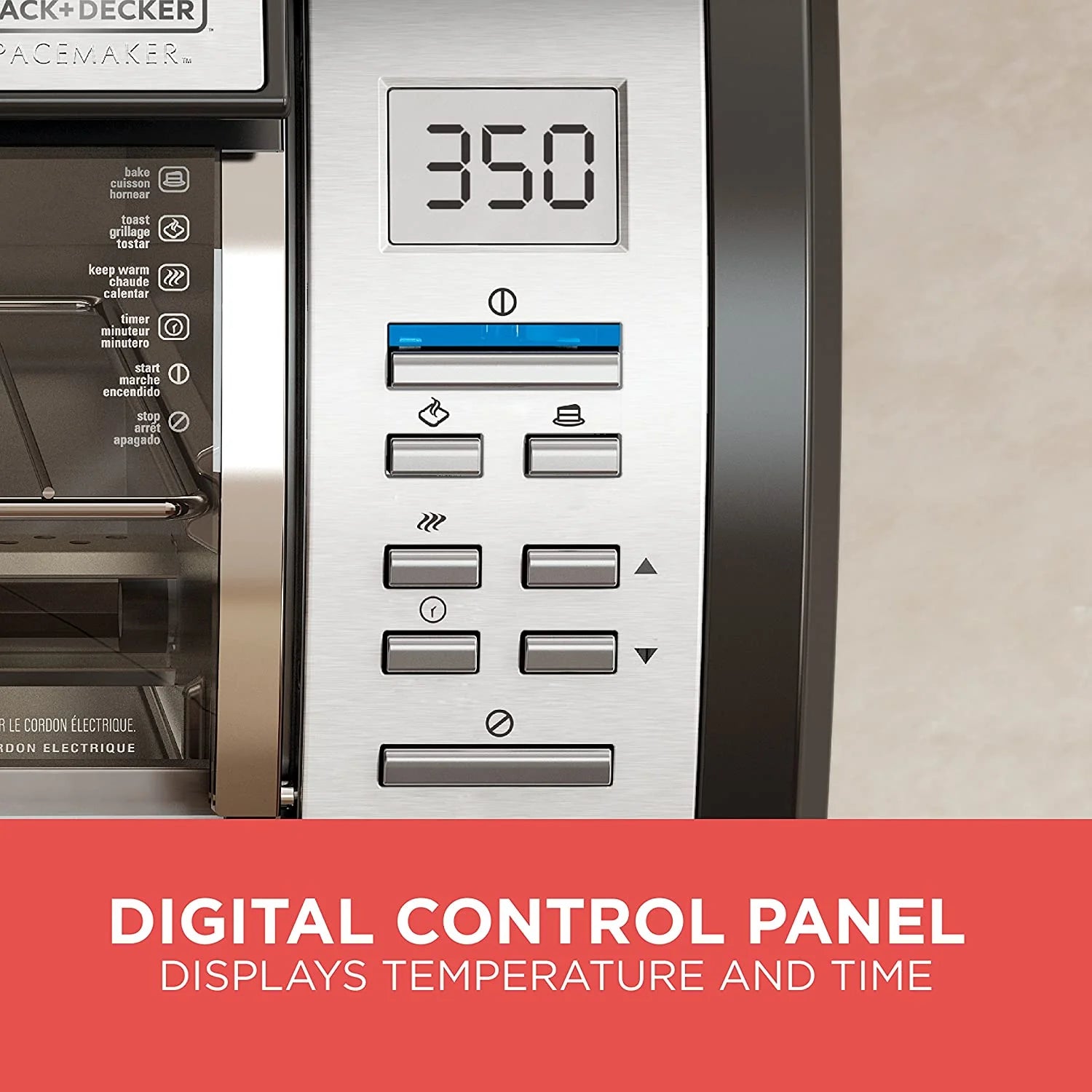 BLACK+DECKER SpaceMaker Under-Counter Toaster Oven, Digital Controls, Black/Stainless Steel, Fits 9锟芥�锟斤拷 Pizza, TROS1000D
