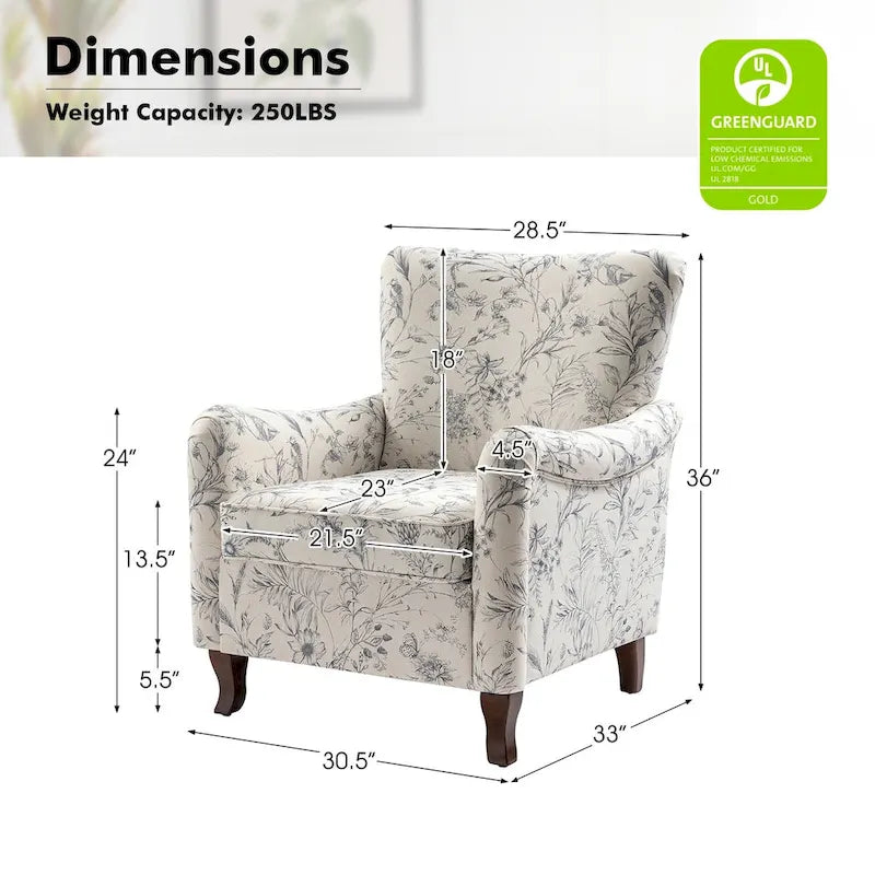 HULALA HOME Samouel Contemporary Floral Wingback Armchair