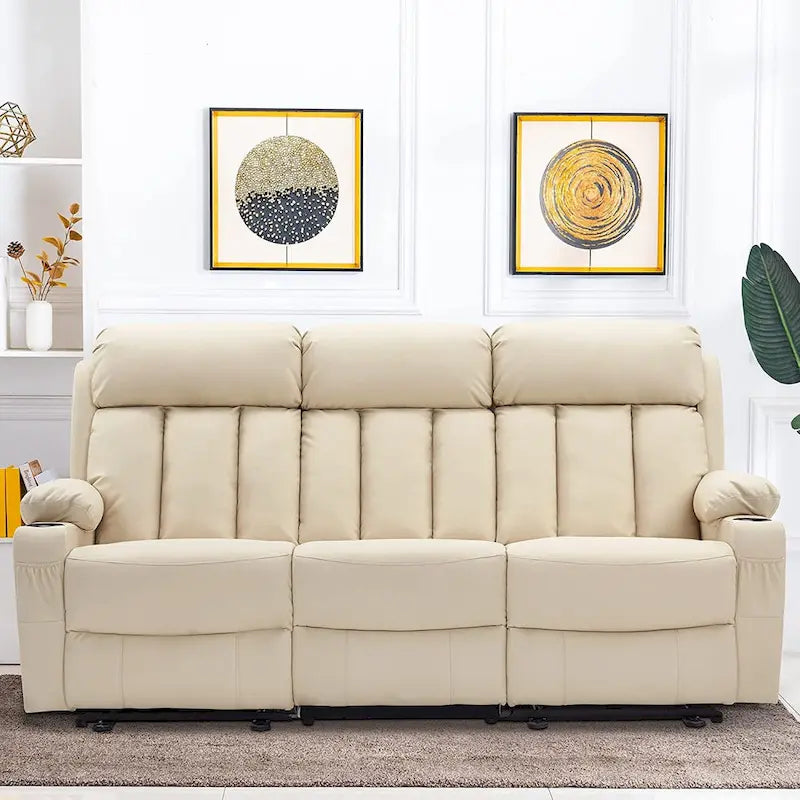 MCombo Faux Leather Electric Reclining Sofa with Heat and Massage - Models 6095/6075/6077