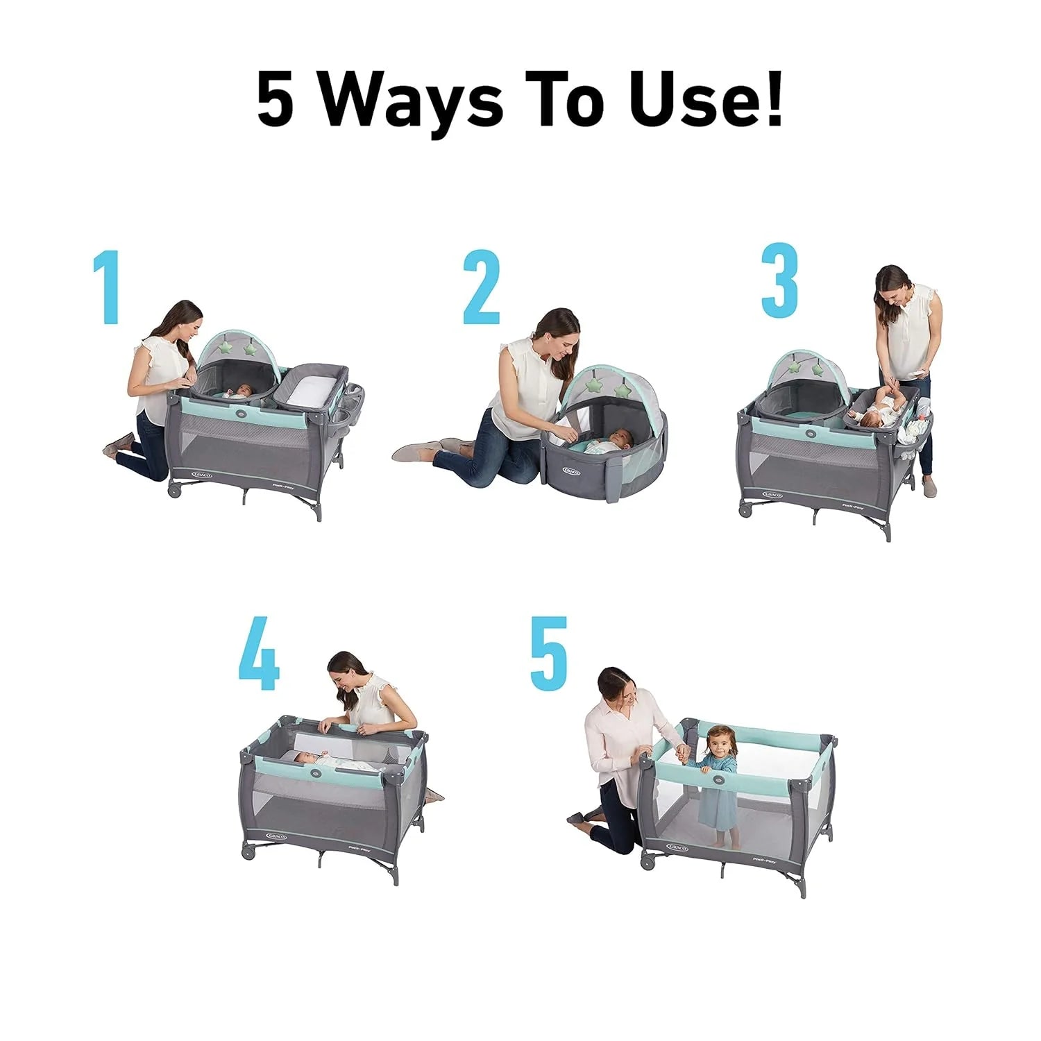 Graco Pack 'n Play Close2Baby Bassinet Playard Features Portable Bassinet Diaper Changer and More Derby