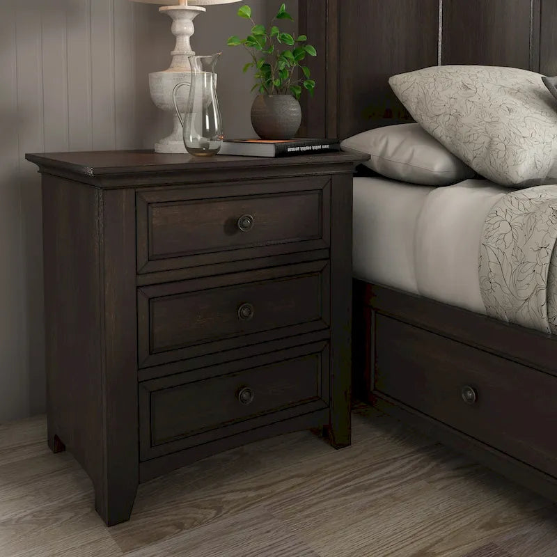 iNSPIRE Q Classic Ediline 3-Drawer Wooden Nightstand with Charging Station