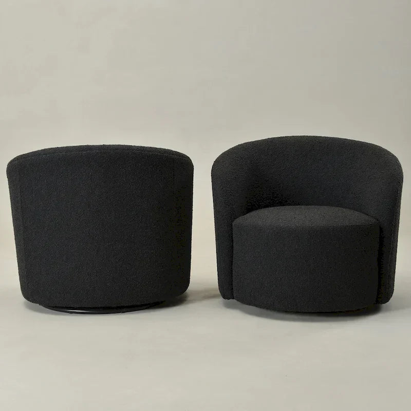 Set of 2 KINWELL 34-Inch Wide Upholstered Swivel Barrel Chairs