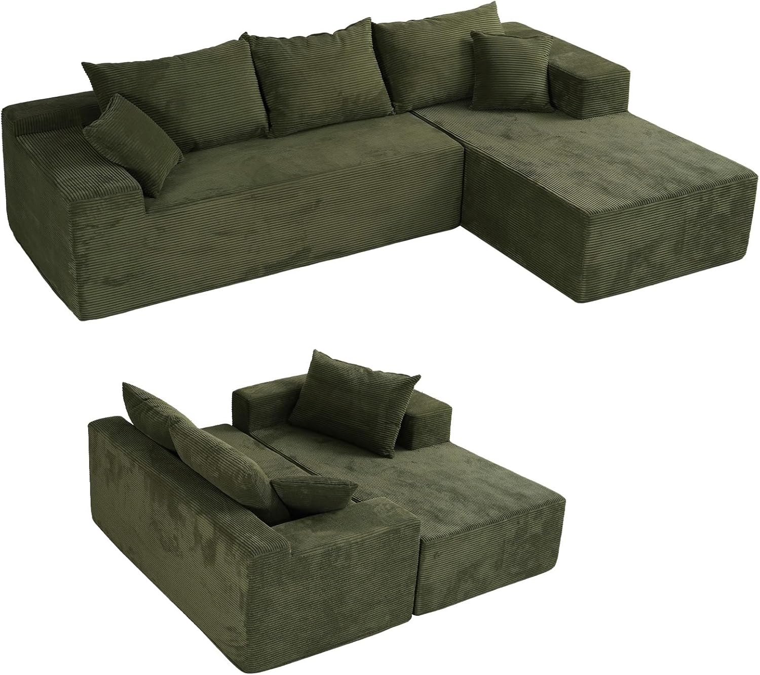 Cloud Sectional Couch with L-Shape Chaise,Modern Modular Sofa with Deep Seat, Upholstered Couches for Living Room Bedroom,No Assembly Required, Beige (Left Facing Chaise)