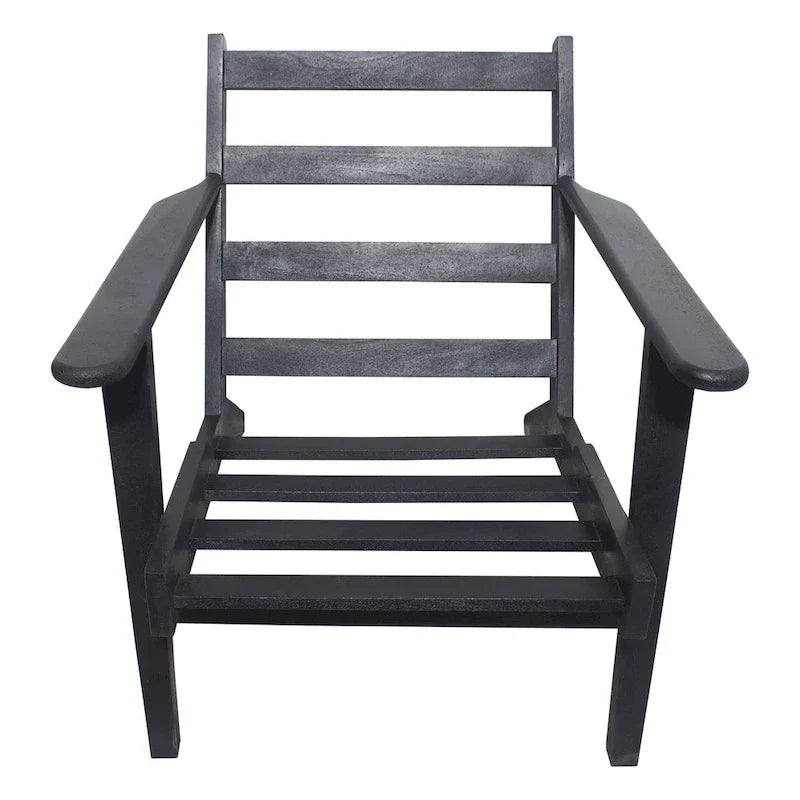 Handcrafted Amber Accent Chair with Slatted Mango Wood, Buffalo Leather Cushions, and Angled Legs