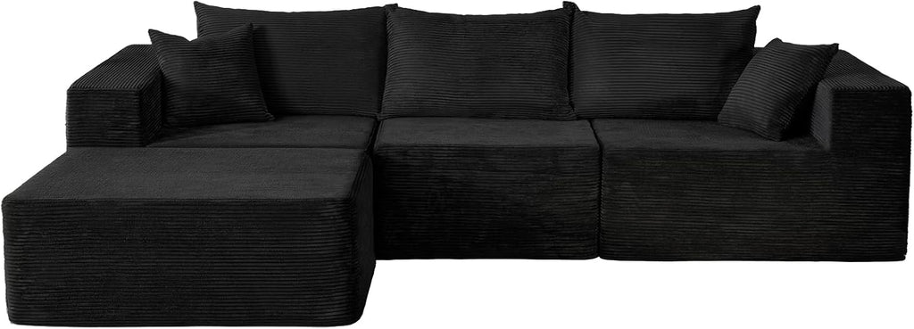 Cloud Sectional Couch with L-Shape Chaise,Modern Modular Sofa with Deep Seat, Upholstered Couches for Living Room Bedroom,No Assembly Required, Beige (Left Facing Chaise)