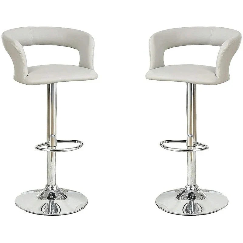Set of 2 Adjustable Swivel Counter Height Bar Stools with Hollow Back and Armrests for Kitchen Island