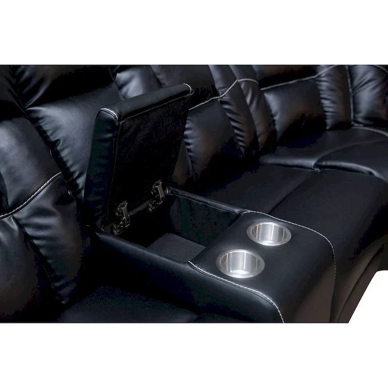 Mid-Century Modern Faux Leather Reclining Sectional Sofa