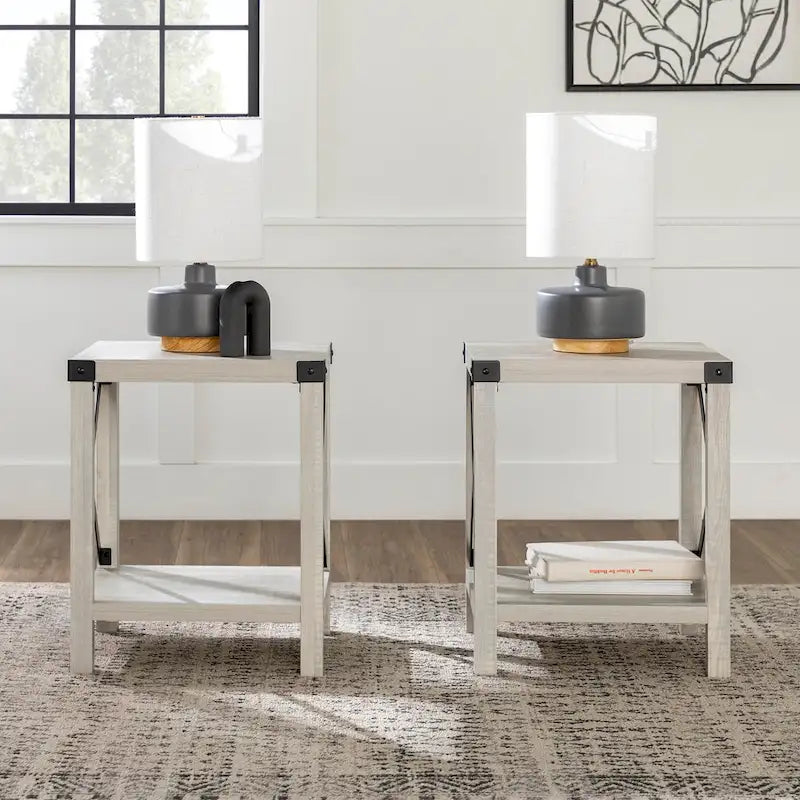 Set of 2 Middlebrook Kujawa 18-Inch X-Side Accent Tables