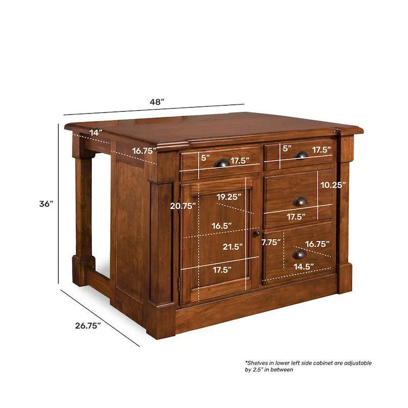 Rustic Cherry Kitchen Island by Homestyles Aspen