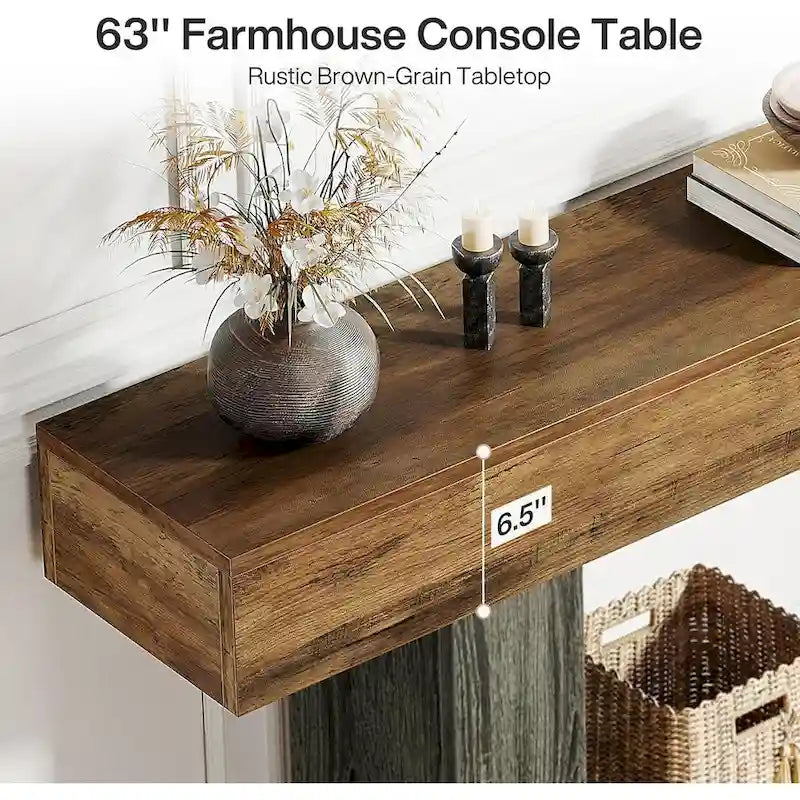 Rustic 2-Tier Entryway Table for Living Room, Hallway, and Foyer