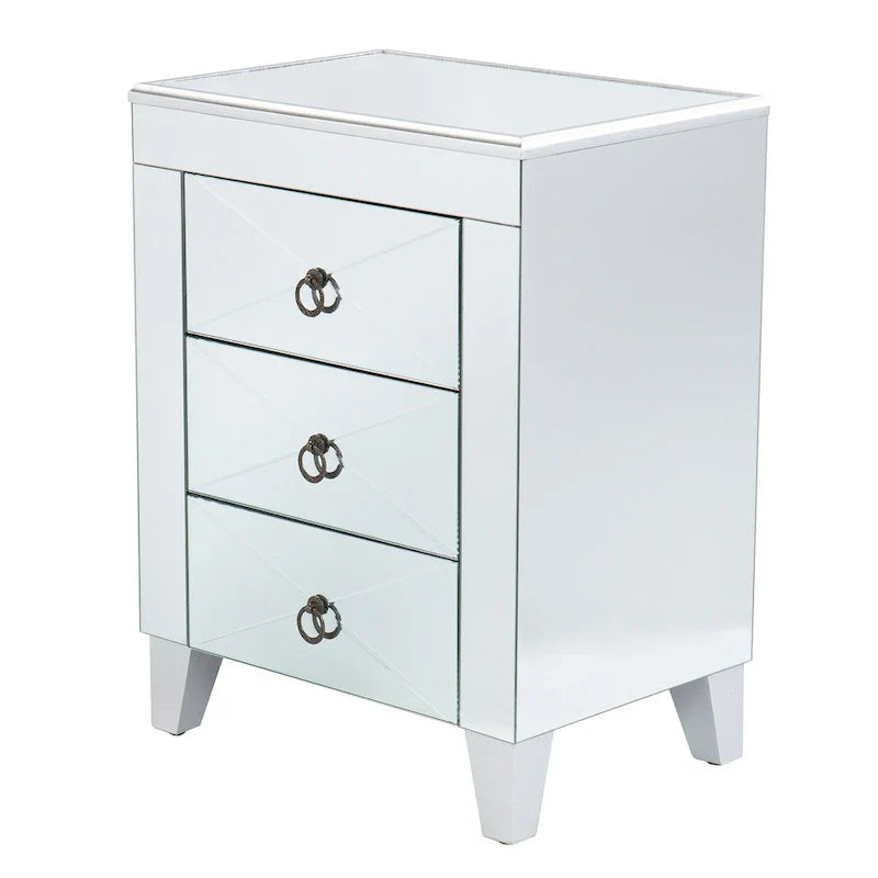 SEI Furniture Churchill Mid-Century Modern Mirrored Side Table with Storage Compartment