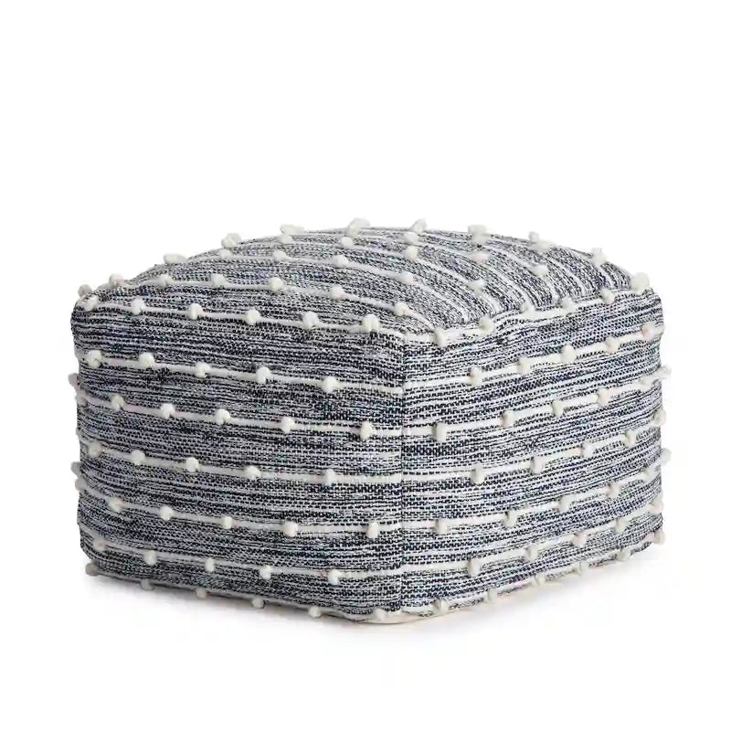 Handmade 22-Inch Square Pouf Ottoman by Jani Surin - Versatile Footrest for Living Room, Bedroom, Nursery, and Kids' Room