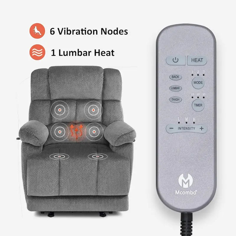 MCombo Heated Massage Electric Recliner Chair for Living Room - Fabric R6233
