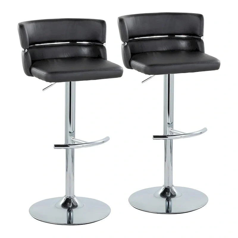 Set of 2 Silver Orchid Lena Adjustable Bar Stools with Rounded T Footrest