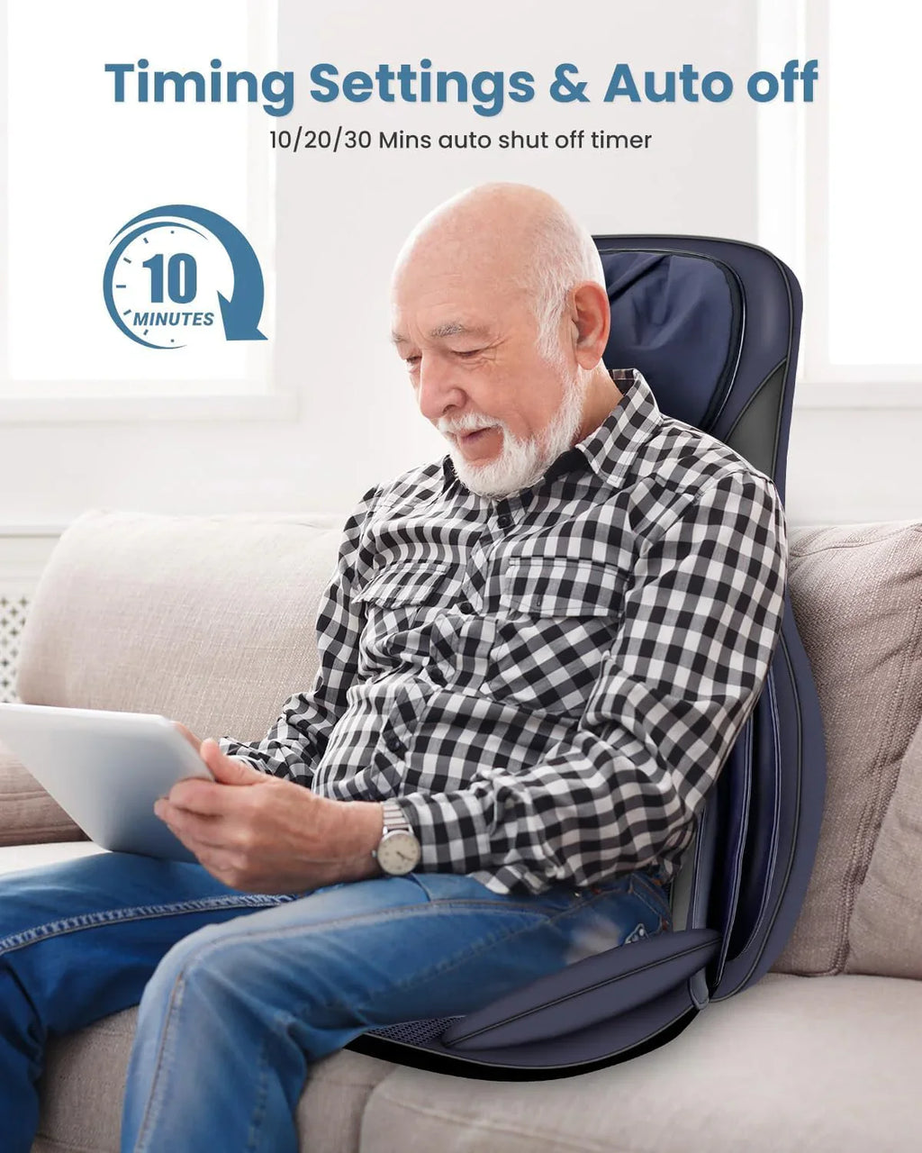 COMFIER Massager Chair with Heat Shiatsu Neck Back Massager Portable with Compress & Rolling Massage Chair Pad for Full Back Neck & Shoulders Full Body Pain