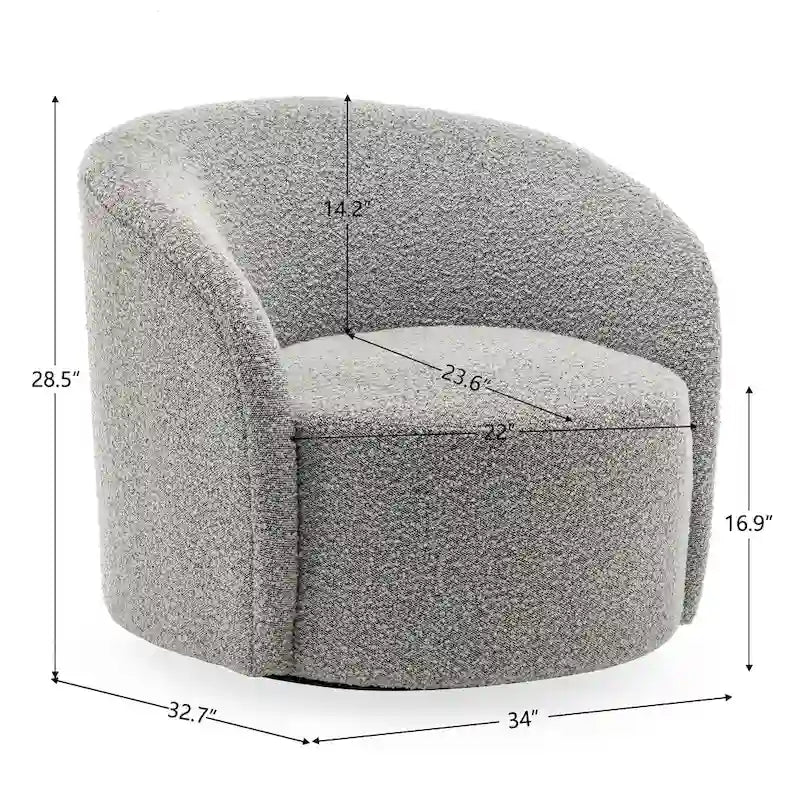 Set of 2 KINWELL 34-Inch Wide Upholstered Swivel Barrel Chairs
