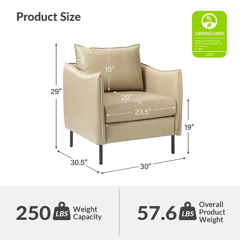 Set of 2 Jaime Modern Vegan Leather Accent Chairs with Metal Legs by HULALA HOME