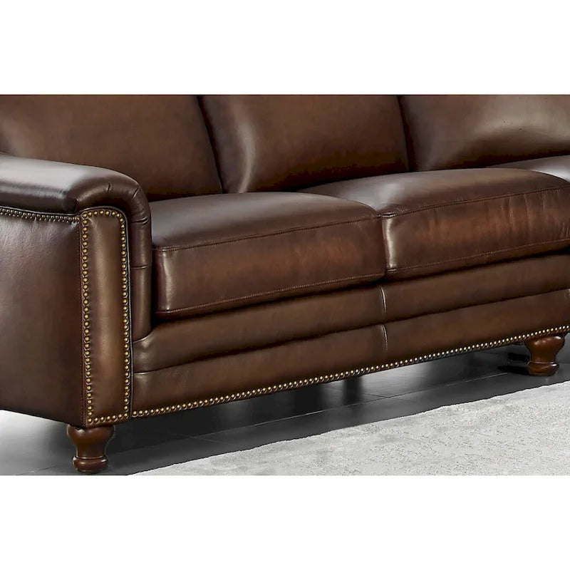 Hydeline Belfast L-Shaped Sectional Sofa in Top Grain Leather