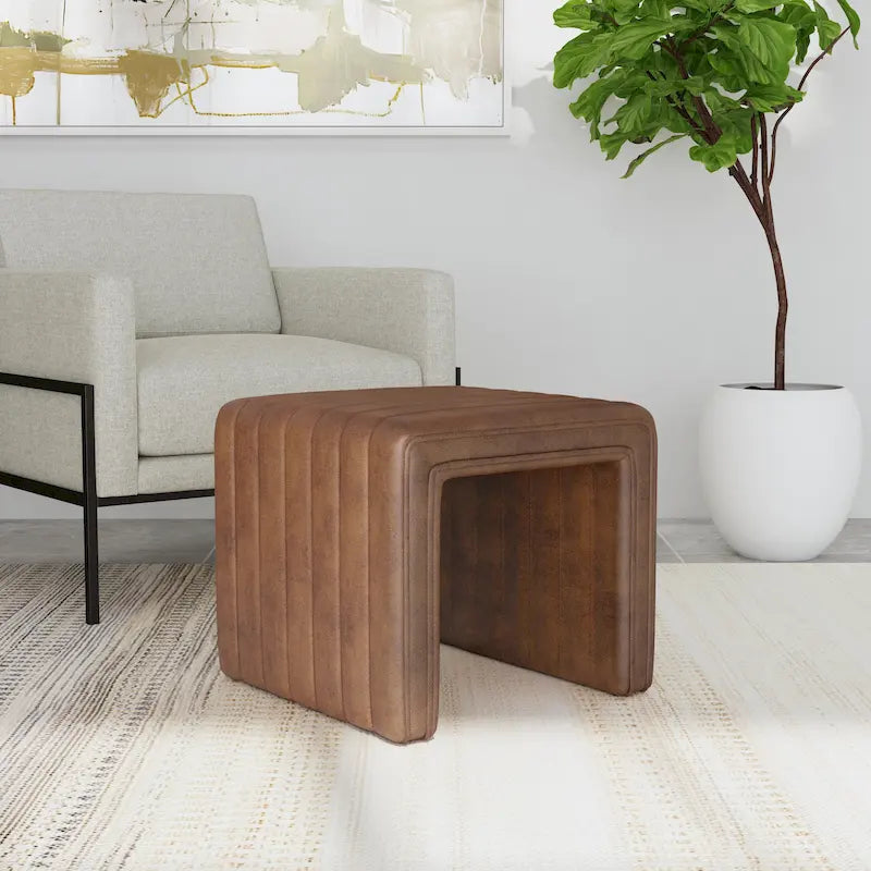 HomePop Contemporary Channel-Designed Ottoman