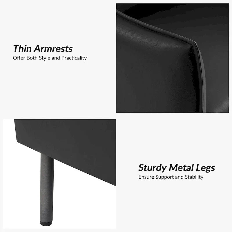 Set of 2 Christopher Modern Armchairs with Anti-Scratch Fabric and Black Metal Legs by HULALA HOME