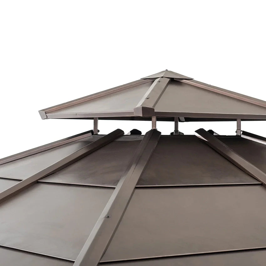10 ft. x 10 ft. Cedar Framed Gazebo with Steel 2-Tier Hip Roof Hardtop
