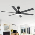 Vaczon 60" Modern Smart Large Ceiling Fan with Dimmable 3CCT LED Lights, 6-Speed Reversible DC Motor, Timer, Remote, and App Control