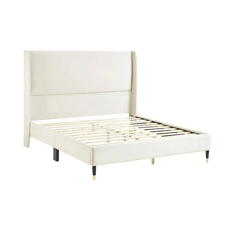 Roundhill Furniture Rozitta Upholstered Wingback Bed with Platform Design