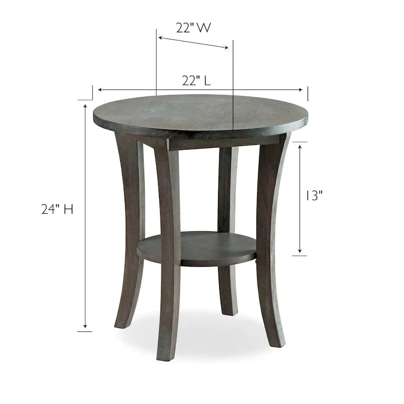 Leick Home Round Side Table Featuring a Convenient Shelf