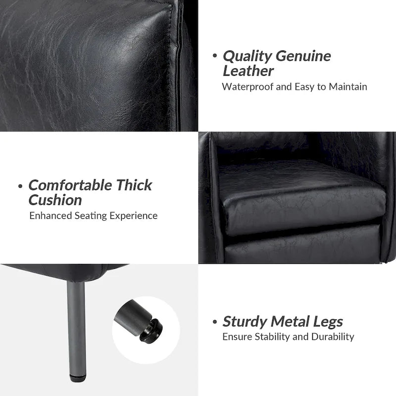 Set of 2 Jaime Modern Vegan Leather Accent Chairs with Metal Legs by HULALA HOME