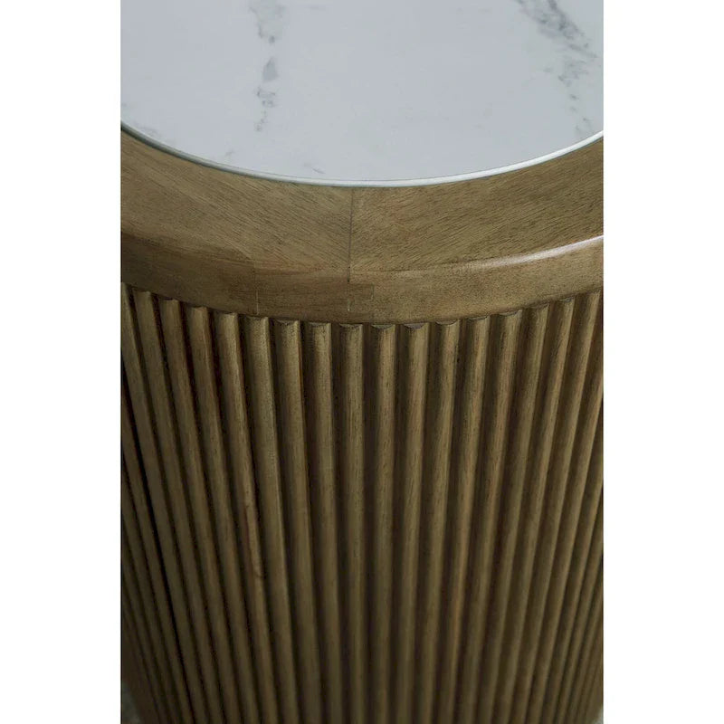 Signature Design by Ashley Camdill Light Brown and White End Table - Dimensions: 18.13" W x 18.13" D x 23.75" H