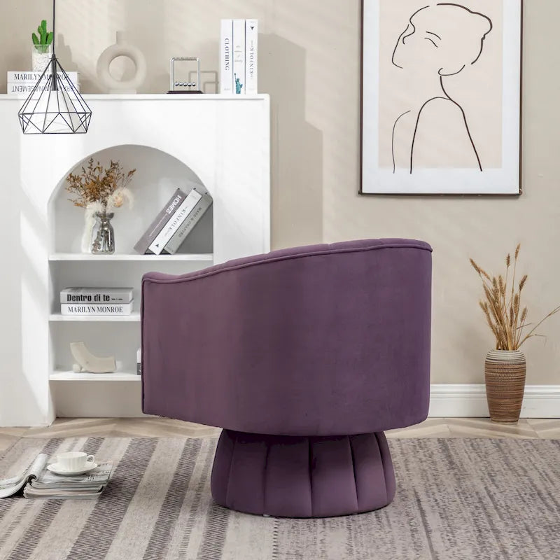 SEYNAR Contemporary Glam Velvet Round Swivel Accent Barrel Chair for Living Room