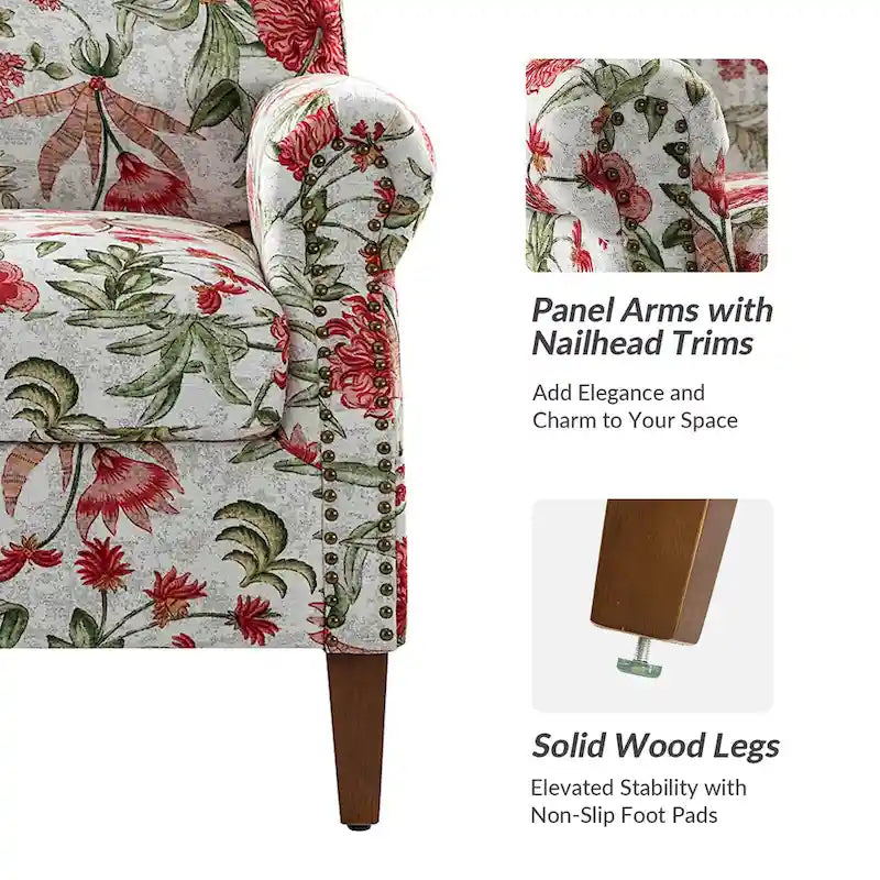 Giampiero Upholstered Wooden Armchair with Nailhead Accents by HULALA HOME