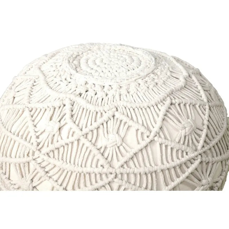 Sevita Mystic Macrame Natural Pouf and Ottoman